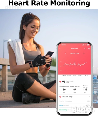 Фитнес часовник с пулсомер, монитор за сън, брояч на крачки, брояч на калории, за Android и iOS, снимка 4 - Смарт гривни - 53982906