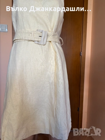 Рокля Mango 100% лен  цвят butter yellow, размер М, снимка 3 - Рокли - 54937147