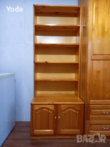 Шкаф с библиотека от масивен чам 184х70х50 см