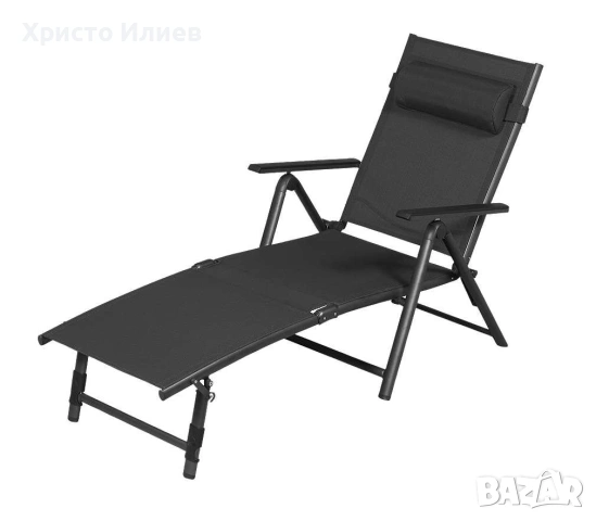 Сгъваем шезлонг за балкон и градина Алуминиев регулируем , снимка 4 - Градински мебели, декорация  - 54023795