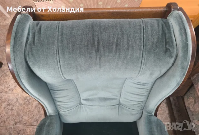 Дъбово кресло с плюшена дамаска, снимка 6 - Дивани и мека мебел - 55691157