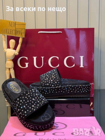 Gucci Дамски Чехли С Кристали🩴Дамски Чехли С Камъни Гучи - 2 Цвята Код SK1362, снимка 2 - Чехли - 54336939