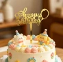Акрилен златист Happy birthday с балон за декорация на торта Рожден ден , снимка 2