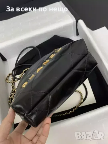CHNL / Mini / Black / Mini Chanel Дамска Мини Черна Чанта Естествена Кожа Шанел 20x19x6см Код ch56, снимка 3 - Чанти - 55421121