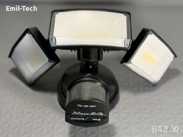LUTEC LED прожектор 3500 lm с 3 глави, сензор и IP65, снимка 10 - Прожектори - 54680491