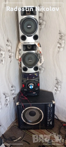 LG cm4350 и 2 колони на Sony с колона на Fender