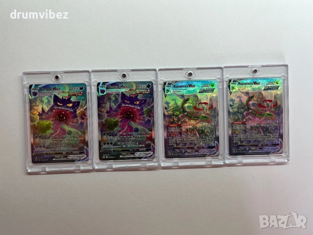 4 Pokemon VMAX Cards Gengar & Rayquaza, снимка 8 - Колекции - 54809569