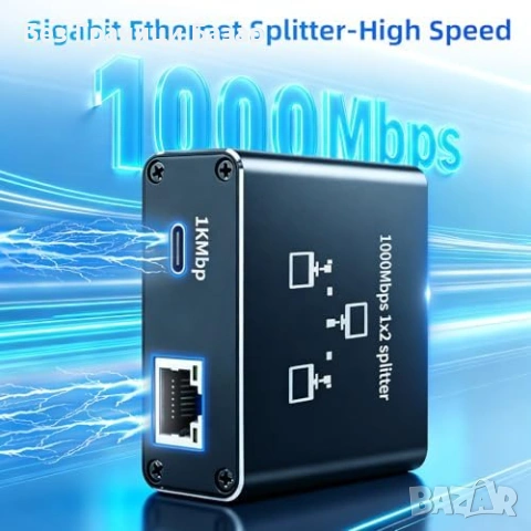 Нов Ethernet Adapter 1 в 2 RJ45 Type-C 1000Mbps за 2 устройства Адаптер интернет, снимка 4 - Друга електроника - 54233574