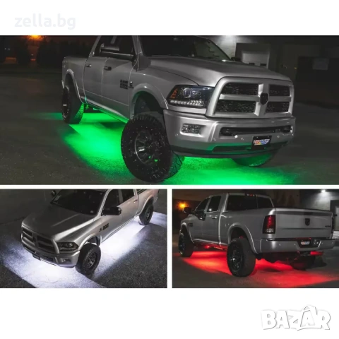 RGB LED комплект за подсветка на автомобил – 4 ленти, 12V, Bluetooth управление и музикален 10329, снимка 4 - Друга електроника - 54672301