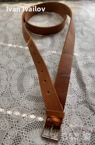 ГИГАНТ Мъжки колан (165 см) – ЕСТЕСТВЕНА КОЖА – Ръчна изработка, снимка 3 - Колани - 54123493