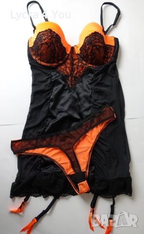 M/L луксозен комплект от нощничка с жартиери и прашка, снимка 6 - Бельо - 55213476