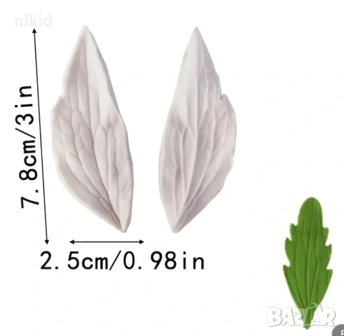 Издължено назъбено листо вейнър силиконов молд форма фондан декор торта