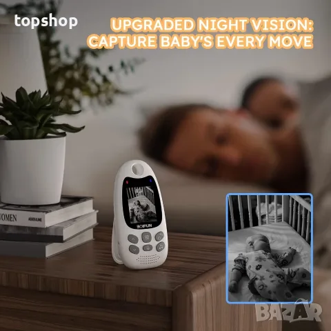 Чисто нов безжичен бебефон BOIFUN VB610 с камера, нощно виждане и ECO/VOX режим (Без Wi-Fi)  , снимка 5 - Бебефони - 55388130