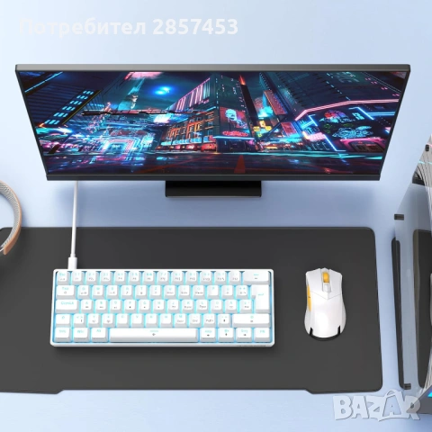 ЧИСТО НОВА Механична Геймърска Клавиатура TMKB T61SE (60% Layout) – Пълен Комплект, снимка 6 - Клавиатури и мишки - 54729803