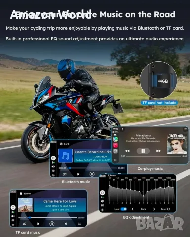 Навигация и Carplay за мотор! Carpuride W602BS Pro 6” Waterproof Motorcycle GPS Navigation Screen , снимка 10 - Мотоциклети и мототехника - 55350695
