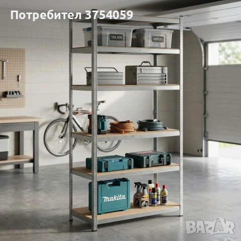 Професионален метален стелаж HÖGLER 222x110x50 см – 6 Рафта, до 1050 кг, регулируема височина, снимка 2 - Други стоки за дома - 55148442
