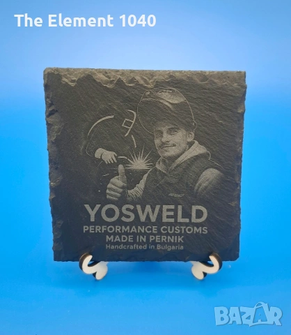 Квадратни каменни подложки от естествен шистов камък (Slate Coasters) – 10х10 см , снимка 2 - Други - 55048252