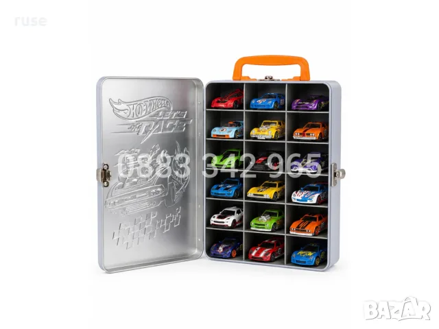 НОВИ! Метална кутия куфарче за съхранение на 18 броя коли Hot Wheels, снимка 3 - Коли, камиони, мотори, писти - 55566107