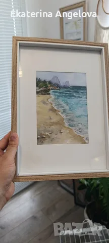Акварелна картина, серия "Шумът на морето" 29х24см, снимка 4 - Картини - 55252708