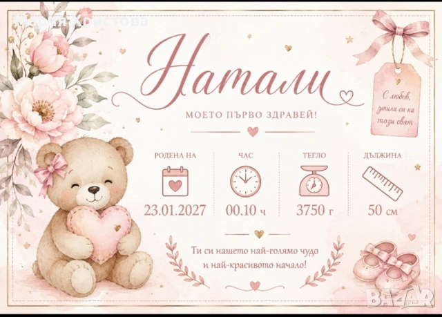 Бебешка визитка , снимка 4 - Други - 54574470