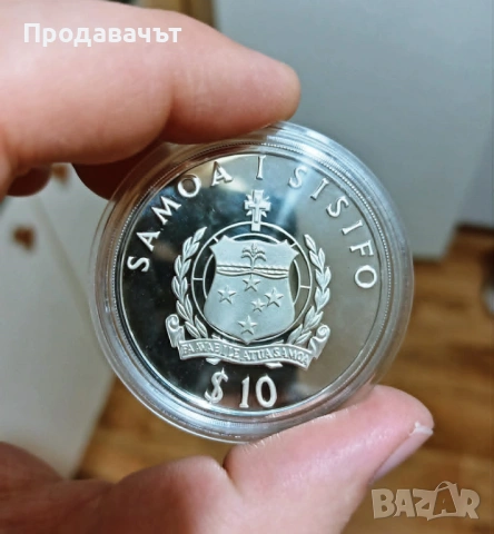 Сребро, 10 тали 1991 г. островна държава Самоа, снимка 4 - Нумизматика и бонистика - 54569166