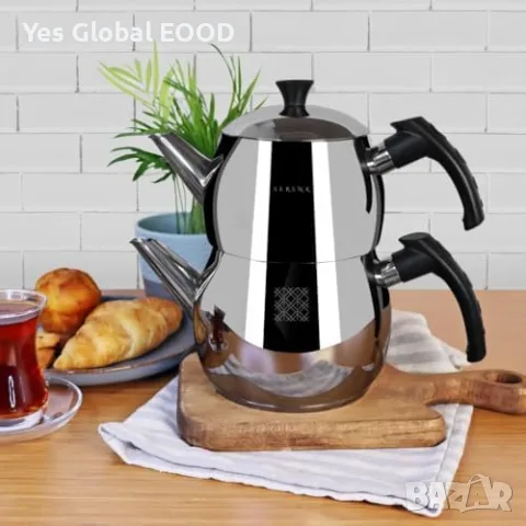 Комплект иноксови чайници 1L + 1.5L за индукция 18/10, снимка 3 - Други - 55449169