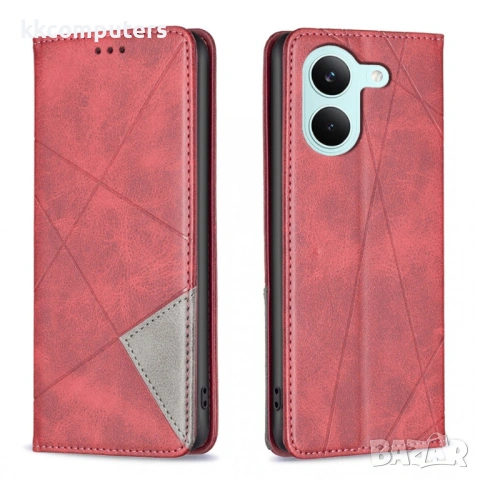 Кожен Калъф за Xiaomi Poco X8 Pro 5G / Redmi Turbo 5 5G - Геометричен дизайн, Слотове за карти, Стой, снимка 5 - Калъфи, кейсове - 54131700