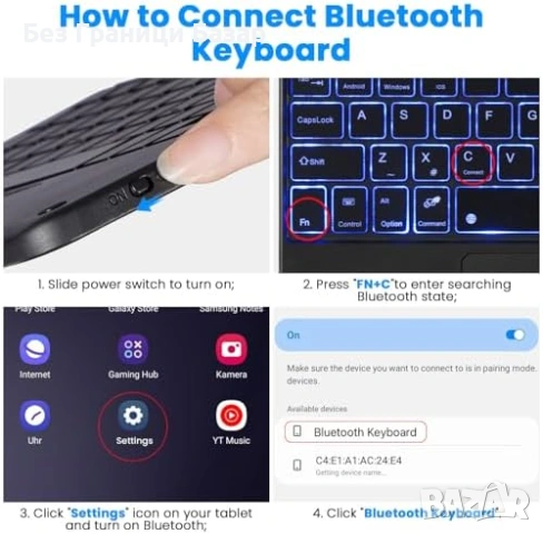 Нов Samsung Galaxy Tab A11 Plus A9 Plus калъф кейс с клавиатура тъчпад подсветка таблет Самсунг, снимка 7 - Друга електроника - 54966967
