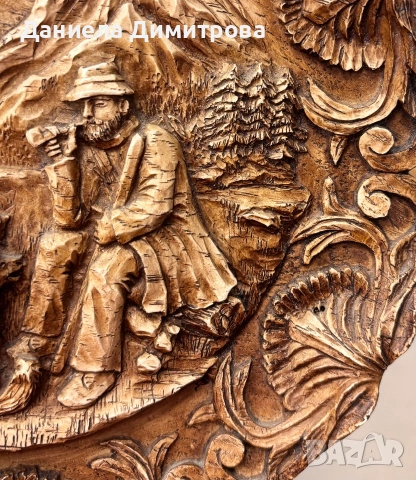 Ретро стенна чиния, дърворезба, снимка 3 - Други - 55153988