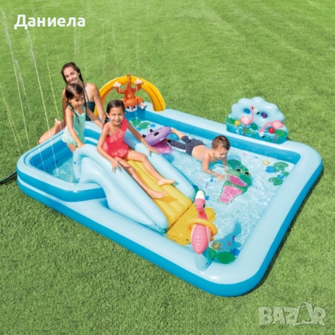 Детска водна площадка Jungle Adventure - Басейн с пързалка, фонтан, топки и животни, снимка 2 - Басейни и аксесоари - 54886062