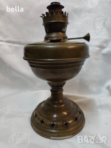Стара антикварна месингова газена лампа – Маркировка „Пеперуда“ (Marquette), XIX век., снимка 2 - Антикварни и старинни предмети - 54214936