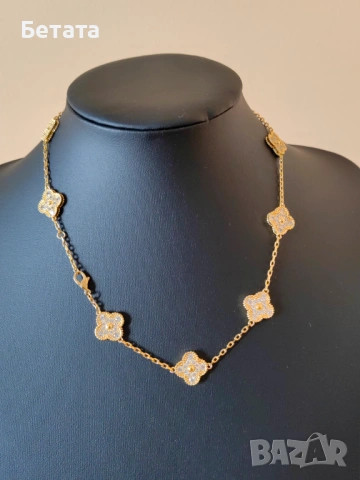 Дамско златно колие с 10 детелини Van Cleef & Arpels VCA, снимка 5 - Колиета, медальони, синджири - 54357383