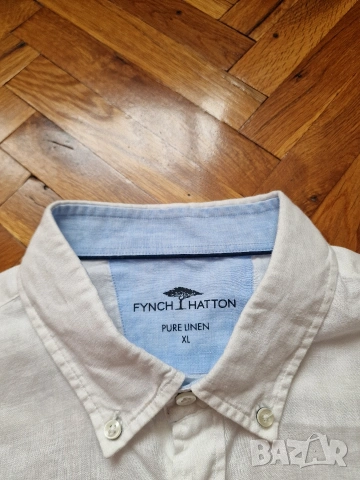 Страхотна мъжка ленена риза FYNCH HATTON , размер XL, снимка 5 - Ризи - 55079813