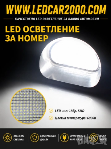 LED Осветление за Номер Peugeot 107 / Citroen C1 | 12V Plug & Play, снимка 4 - Аксесоари и консумативи - 54615803