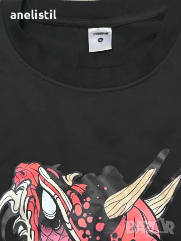 Мъжка тениска TREND XXL – черна с ефектна графика, снимка 2 - Тениски - 55662209