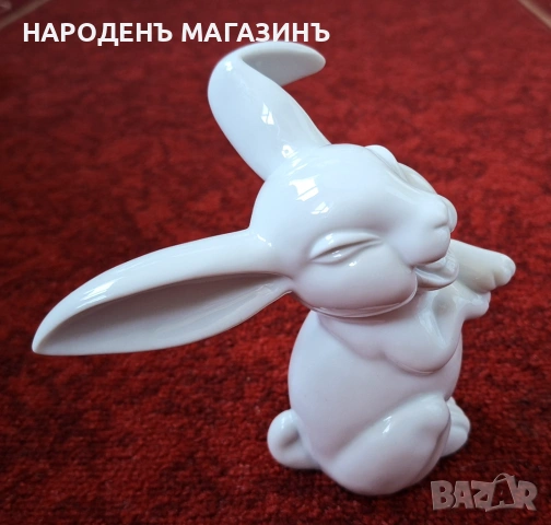 ROSENTHAL - Немски порцелан статуетка порцеланова на смеещ се заек фигура , снимка 2 - Други ценни предмети - 54917526