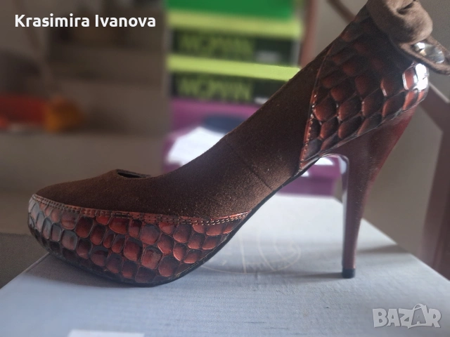 нови обувки Мегияс набук кафе, снимка 5 - Дамски обувки на ток - 54161046