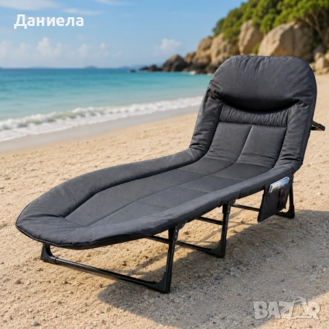 Сгъваемо къмпинг легло с регулируема облегалка и матрак - 5 позиции, до 150кг, UV защита, снимка 5 - Други - 54974601