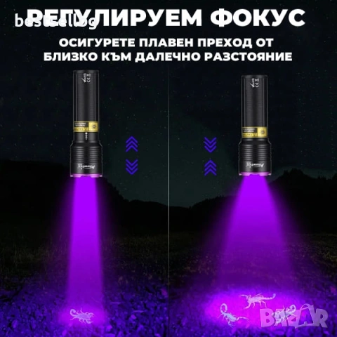 Професионален акумулаторен UV фенер 365nm с фокус ув фенерче лампа за камъни фалшиви пари евро смола, снимка 3 - Други инструменти - 54366763