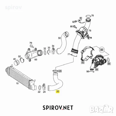 Маркуч турбо интеркулер Mercedes W221 A2215281082, снимка 2 - Части - 55700968