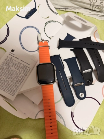 Apple Watch series 9 Silver Blue 45mm с гаранция и касова бележка + Apple Watch Ultra Case, снимка 3 - Друга електроника - 55365867