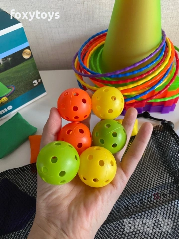 Детски комплект - Игра за хвърляне - конуси, топки, обръчи, торбички. Kruzzel 26514 , снимка 11 - Образователни игри - 54192365