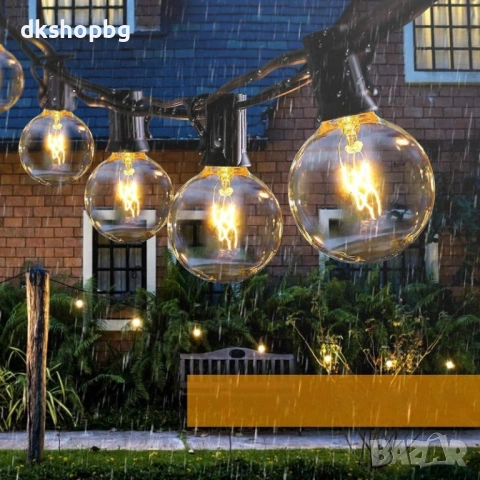 000004 LED светеща гирлянда  5м или 10м с крушки G40, снимка 6 - Външни лампи - 54414688