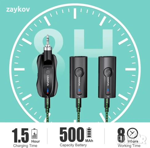 KIMAFUN Двойна безжична микрофонна система, 2.4G безжични микрофонни слушалки, снимка 4 - Слушалки и портативни колонки - 54402207