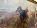 Старинно маслено платно "Руски борзои" – Музеен размер (140х110 см), снимка 11