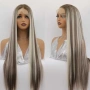 Лейс фронт перука 80 см русо-кафяв микс - синтетична 13х4 Lace Front, снимка 4