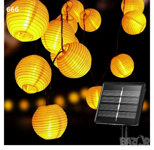 Соларен гирлянд с текстилни фенерчета