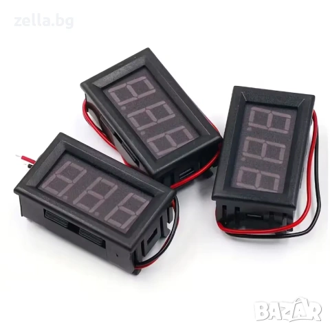 Комплект от 5 броя дигитални волтметра за вграждане DC 5V-120V, зелен LED – за автомобил 10389, снимка 10 - Друга електроника - 54691909