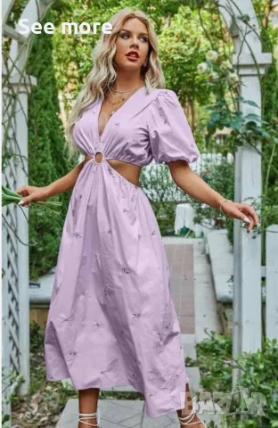 ZARA рокля лила с бродирани цветя М