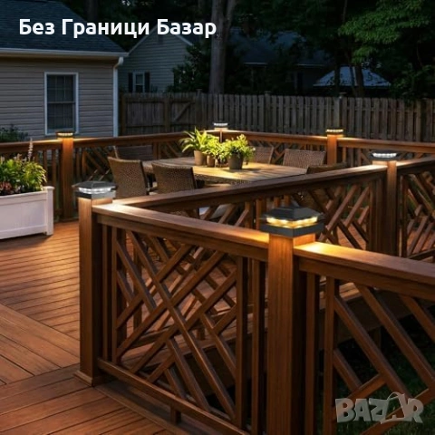 Нови Соларни LED лампи за 4x4 колони топла и студена светлина 4 броя градина двор, снимка 6 - Лед осветление - 54070237